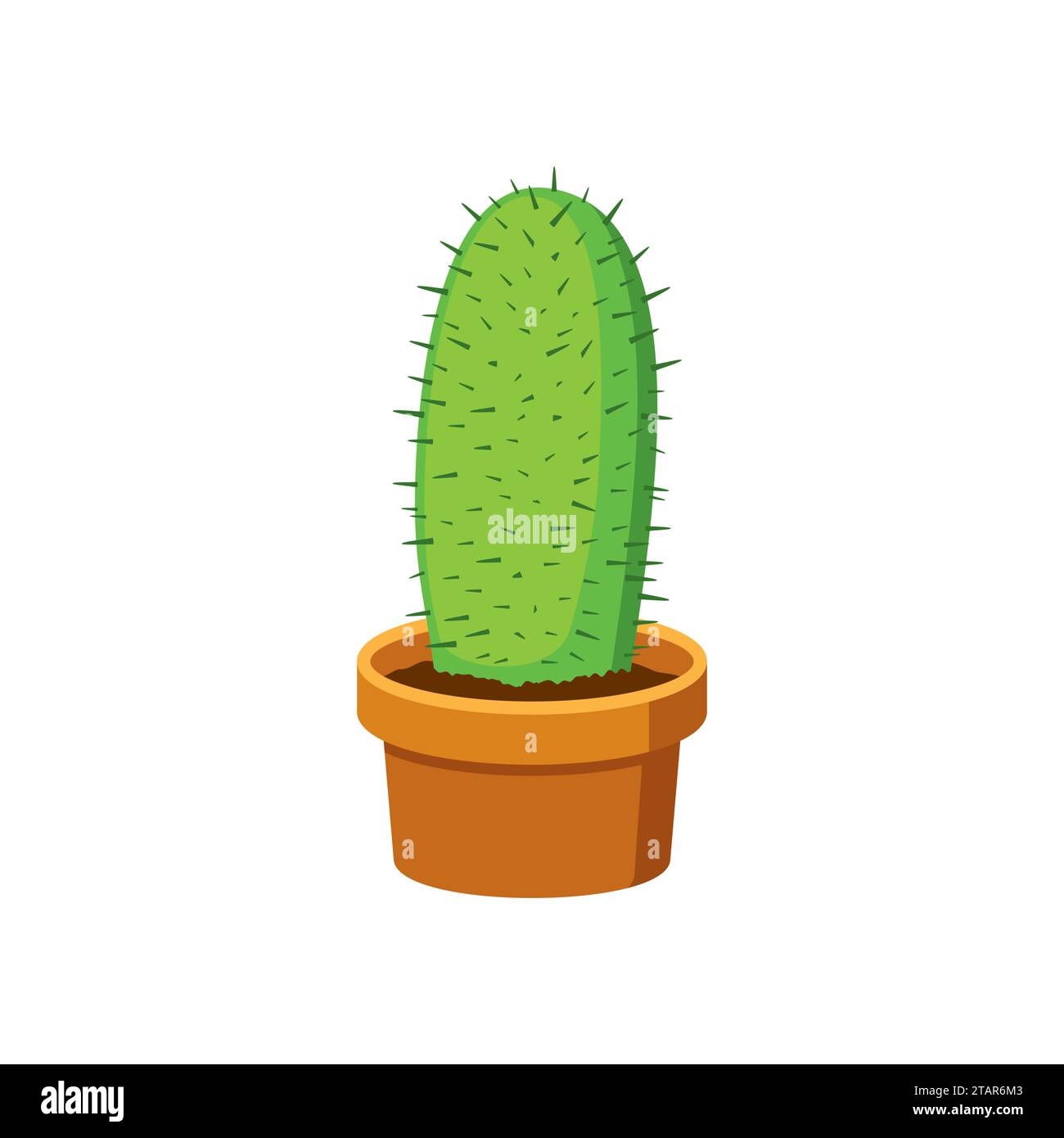Cactus in vaso di fiori in stile piatto isolato su sfondo bianco. Illustrazione vettoriale impianto principale Illustrazione Vettoriale