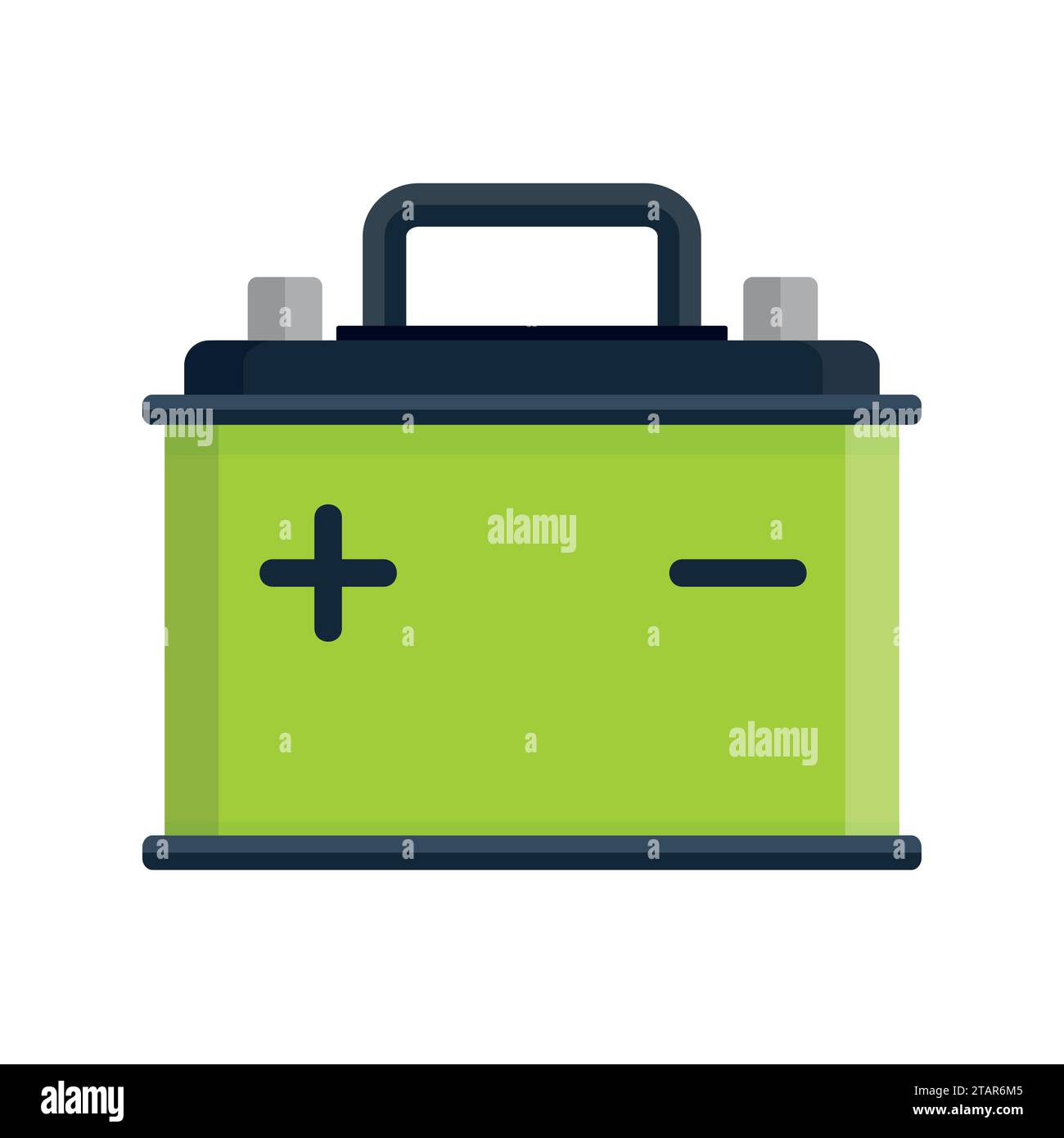 Icona della batteria dell'auto isolata su sfondo bianco. Alimentazione batteria accumulatore ed elettricità batteria accumulatore. Accumulatore batteria auto part Illustrazione Vettoriale