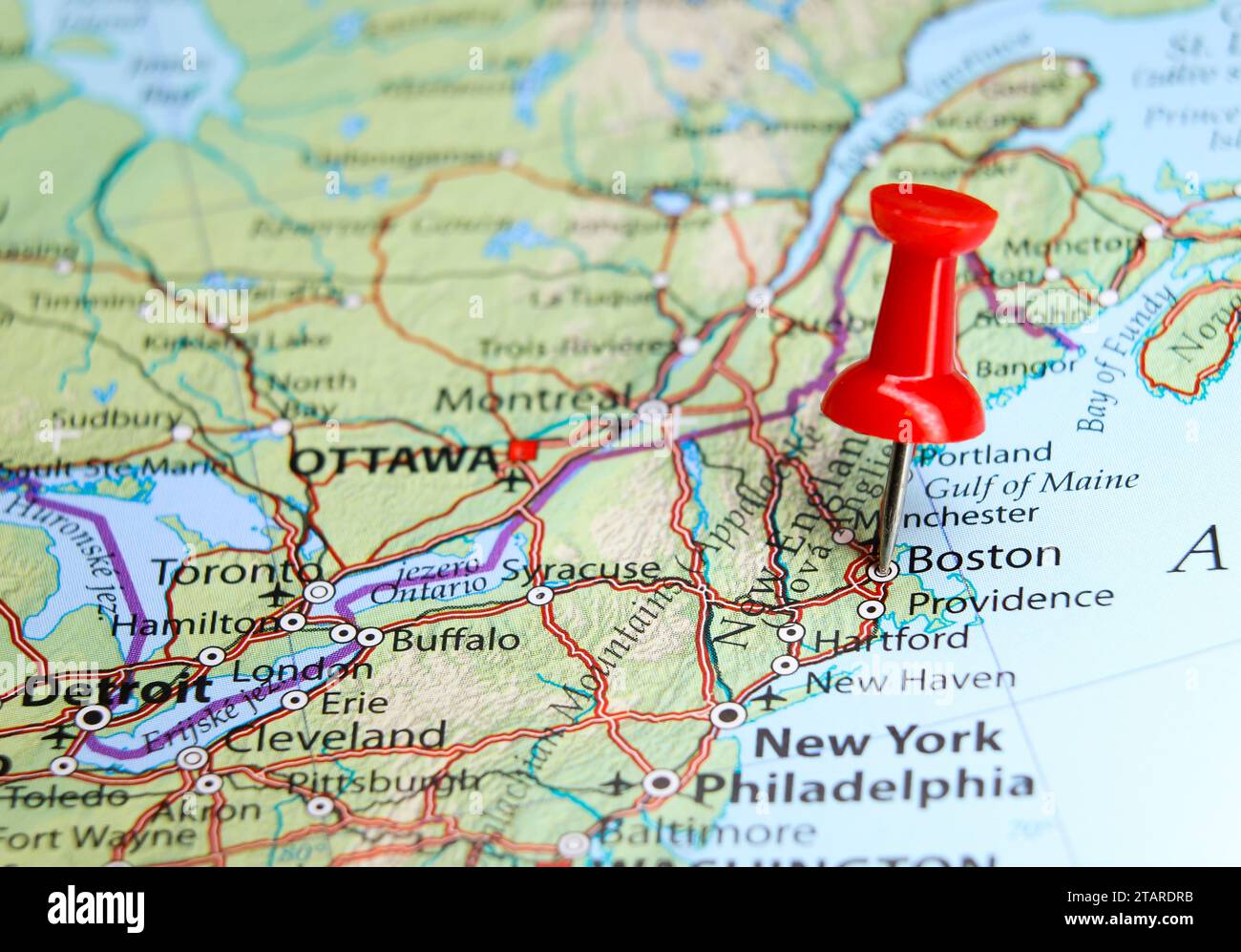 Boston, Massachusetts, spilla sulla mappa Foto Stock