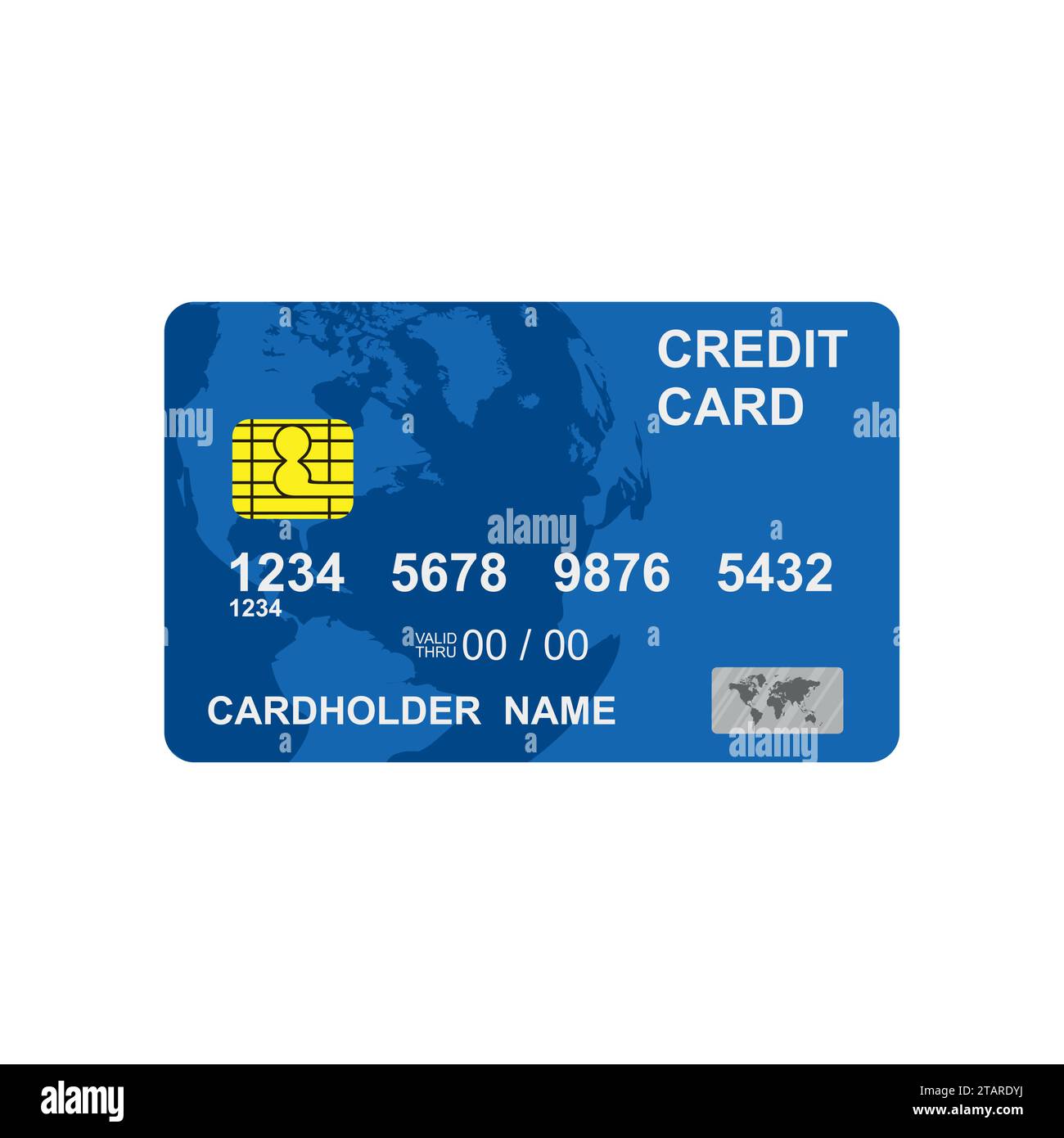 Carta di credito blu isolata su sfondo bianco in stile piatto Illustrazione Vettoriale