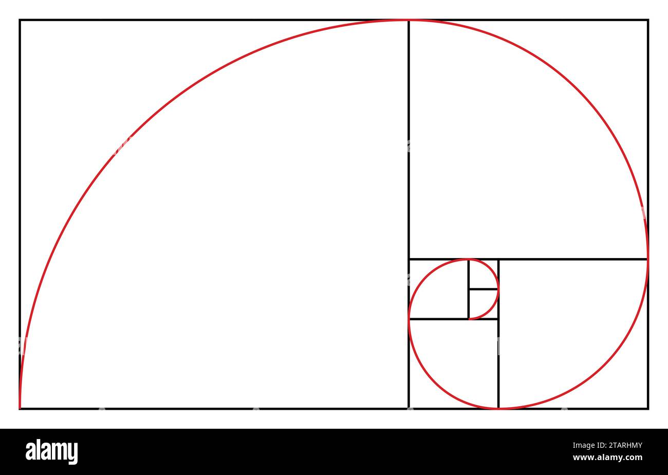 Modello Golden ratio. Simbolo di proporzione. Elemento di progettazione grafica. Spirale sezione dorata. Illustrazione vettoriale Illustrazione Vettoriale