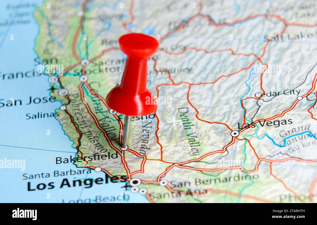 Bakersfield, California, spilla sulla mappa Foto Stock