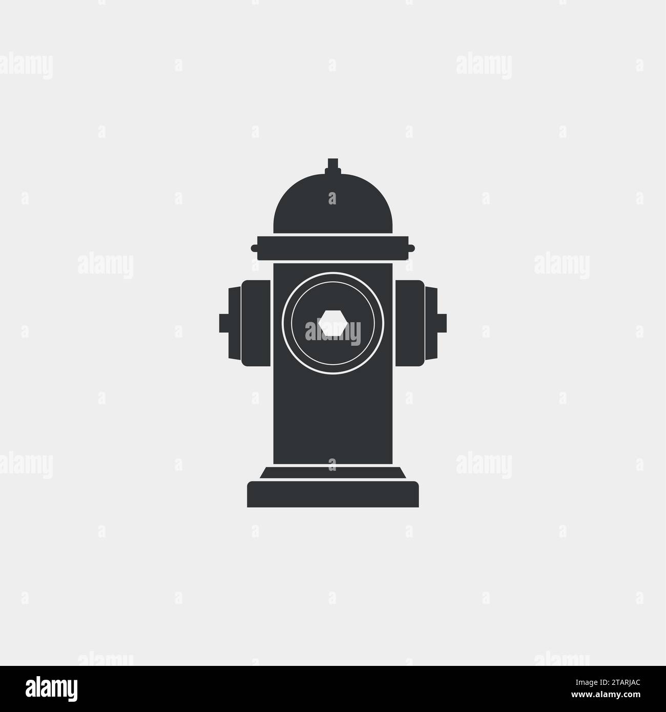 Il pompiere idrante spegne l'icona del fuoco in stile piatto isolato su sfondo grigio. Illustrazione vettoriale Illustrazione Vettoriale