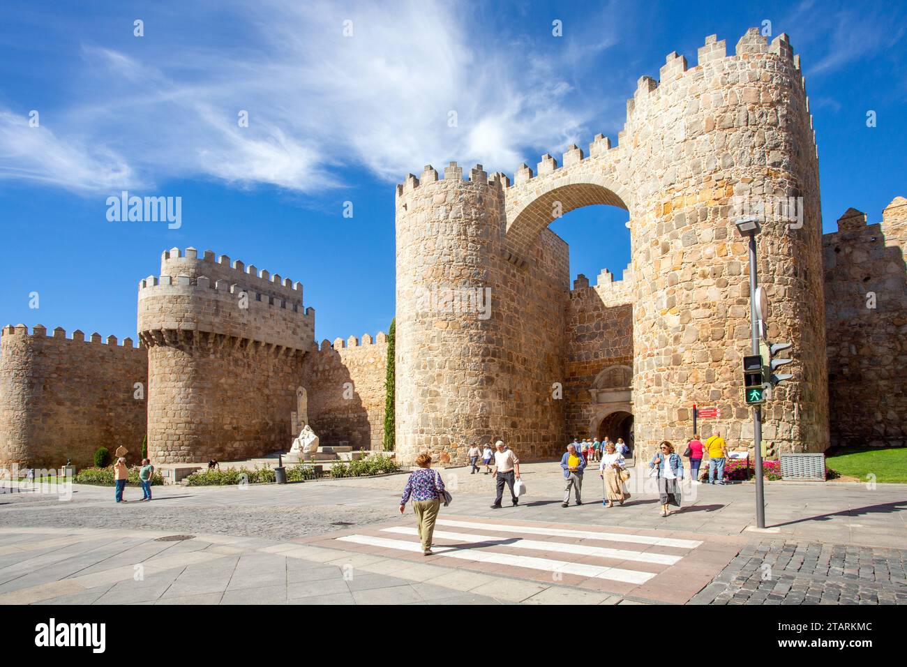 Vista della città fortificata fortificata spagnola di Avila in Spagna Foto Stock
