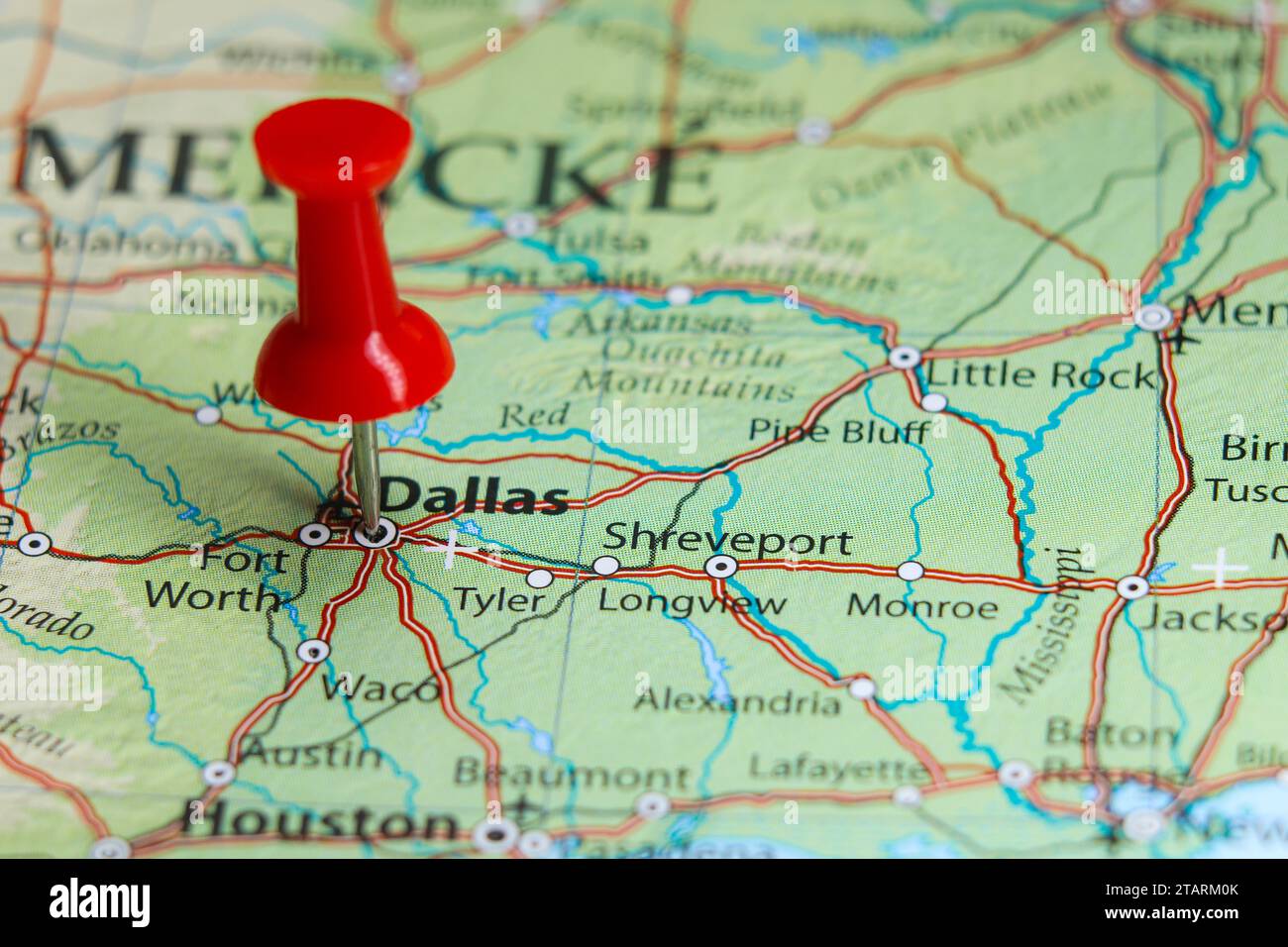 Dallas, Texas pin sulla mappa Foto Stock