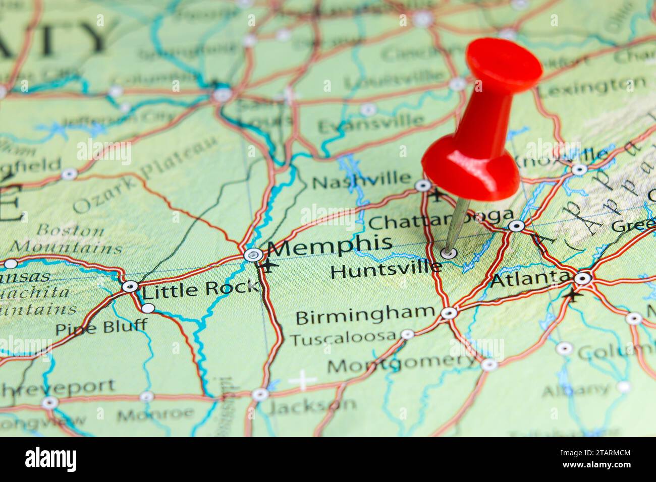 Huntsville, Alabama, spilla sulla mappa Foto Stock