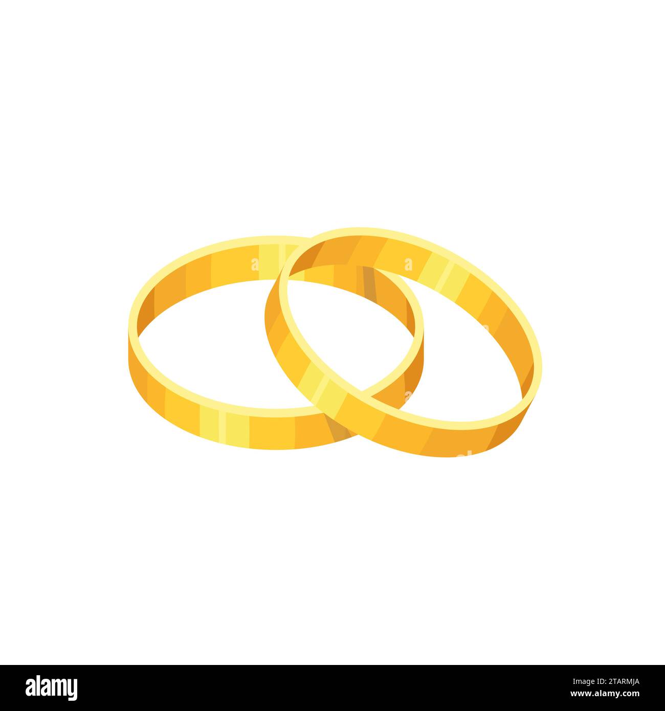 Anelli in oro prezioso isolati su sfondo bianco. Design piatto icona con anelli di nozze Vector. Gioielli da sposa. Illustrazione Vettoriale