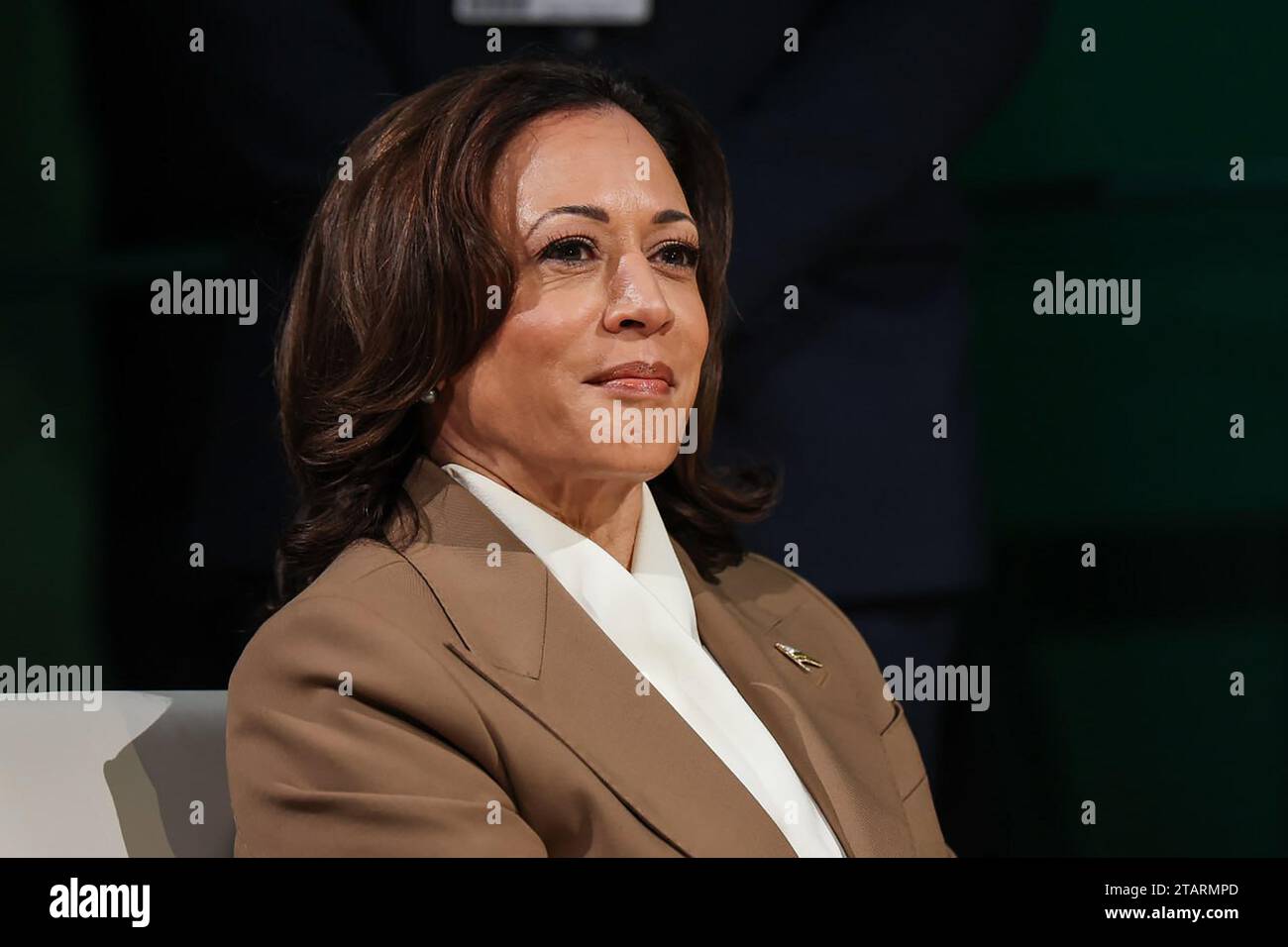 Dubai, Emirati Arabi Uniti. 2 dicembre 2023. Il Vicepresidente DEGLI STATI UNITI Kamala Harris interviene durante la sessione ad alto livello per i capi di Stato e di governo al vertice delle Nazioni Unite sul clima a Dubai, sabato 2 dicembre 2023. Foto di COP28/ un Climate Change/ Credit: UPI/Alamy Live News Foto Stock