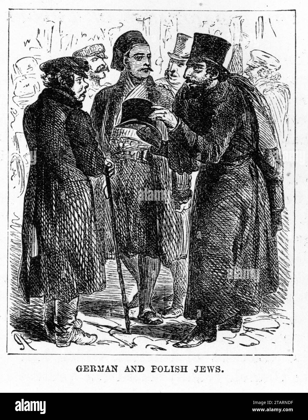 Ritratto inciso di ebrei tedeschi e polacchi in costumi tradizionali. Pubblicato intorno al 1887 Foto Stock