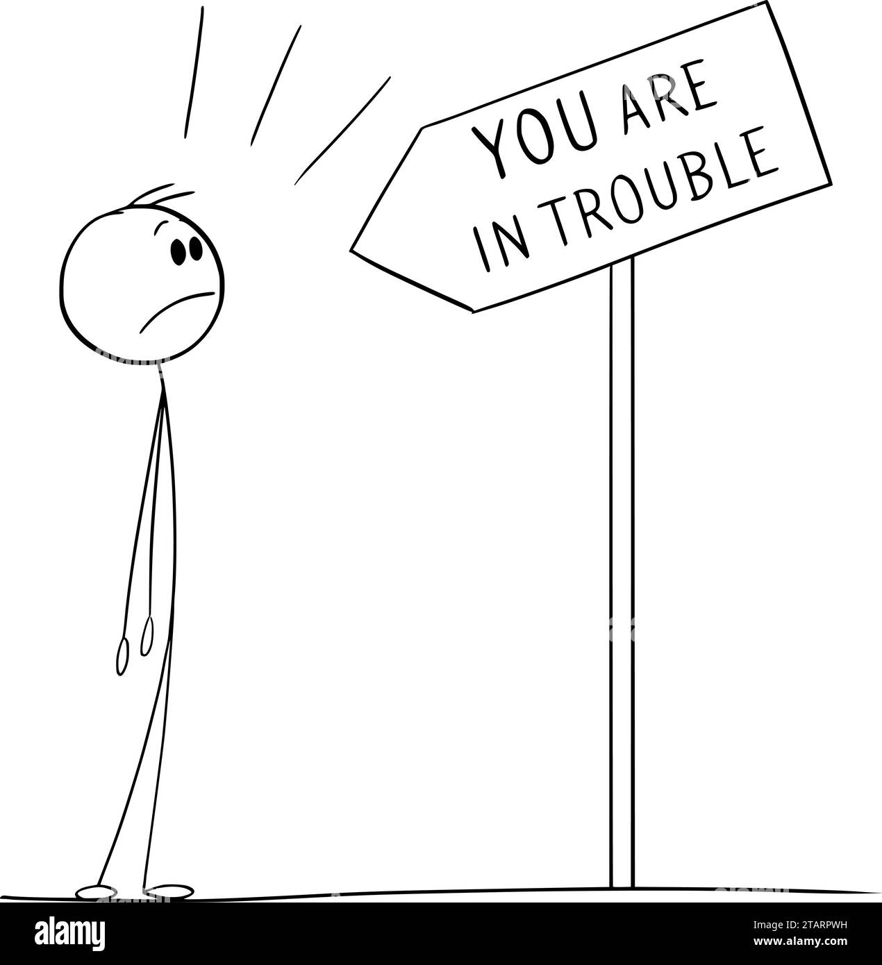 Persona o uomo d'affari in Trouble, illustrazione con personaggio Vector Cartoon Stick Illustrazione Vettoriale