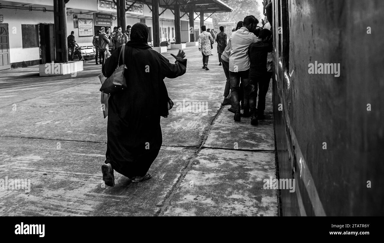 Bishwa Ijtema Journey by the Train, questa immagine è stata catturata il 19 febbraio 2019 da Tonggi, Bangladesh Foto Stock
