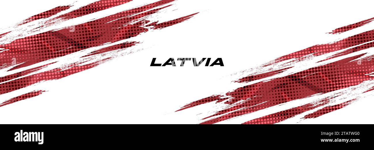 Bandiera della Lettonia con stile pennello. Bandiera della Repubblica Nazionale di Lettonia su sfondo bianco Illustrazione Vettoriale