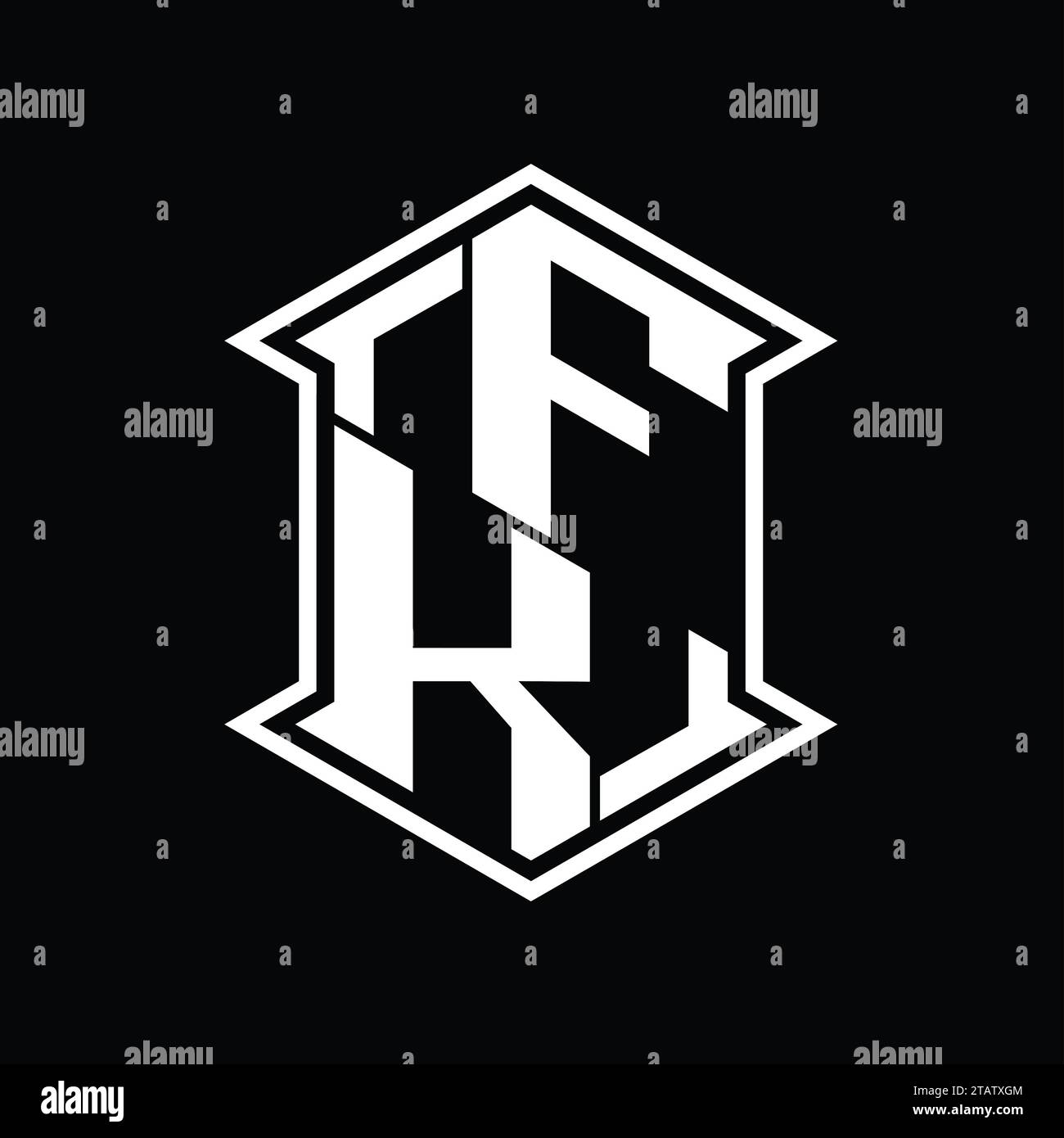 FK Letter Logo monogramma schermo esagonale forma su e giù con sagoma di design in stile isolato ad angolo affilato Foto Stock
