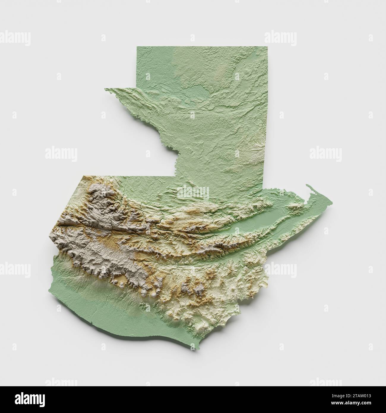 Mappa rilievo topografico Guatemala - rappresentazione 3D. Foto Stock