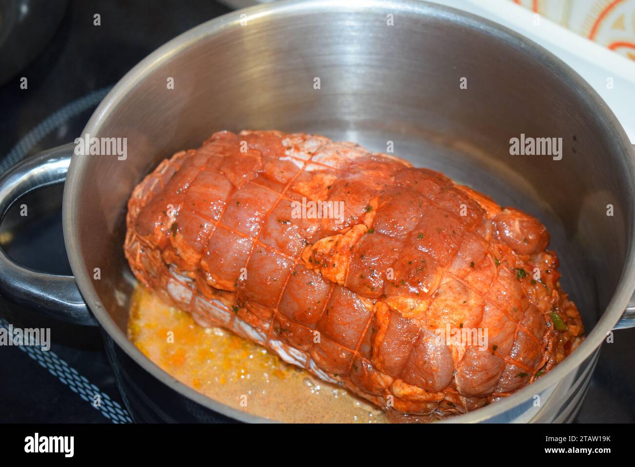 Spirssbraten tedesco, arrosto di carne ripiena Foto Stock