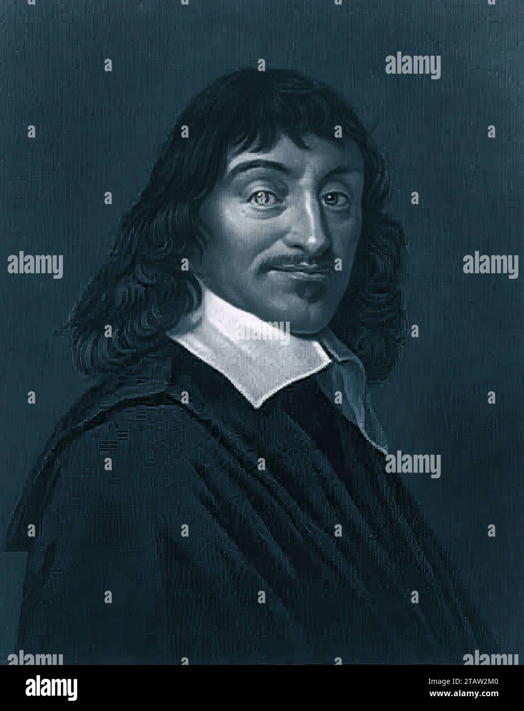 René Descartes, ritratto. Miglioramento digitale di un'immagine di pubblico dominio. Foto Stock