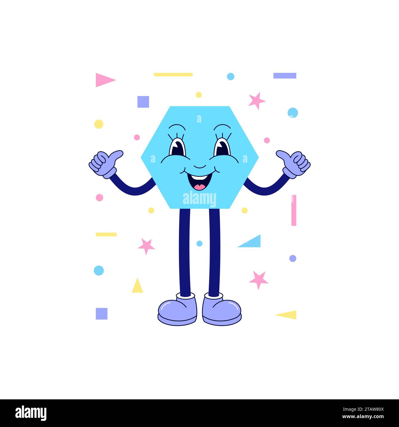 Poligono in uno stile cartoni animati divertente. Semplice e carino. Contenuti educativi per bambini. Illustrazione Vettoriale