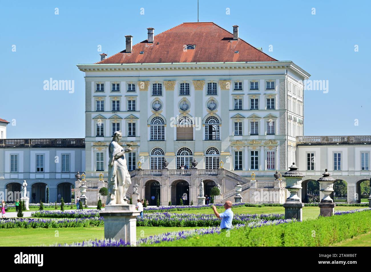 Il palazzo di Nymphenburg, nella capitale bavarese Monaco, era la residenza estiva degli elettori e dei re di Baviera della casata di Wittelsbach dal 171 Foto Stock