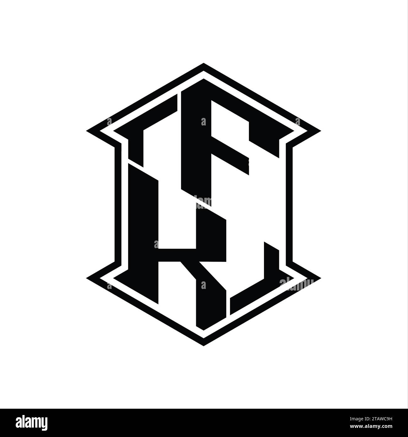 FK Letter Logo monogramma schermo esagonale forma su e giù con sagoma di design in stile isolato ad angolo affilato Foto Stock