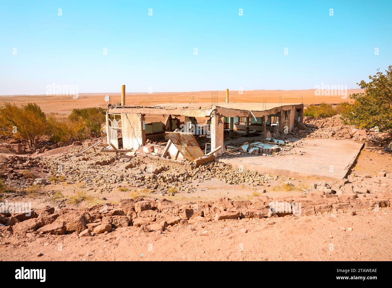 Un villaggio gravemente danneggiato da un forte terremoto. Herat, Afghanistan Foto Stock