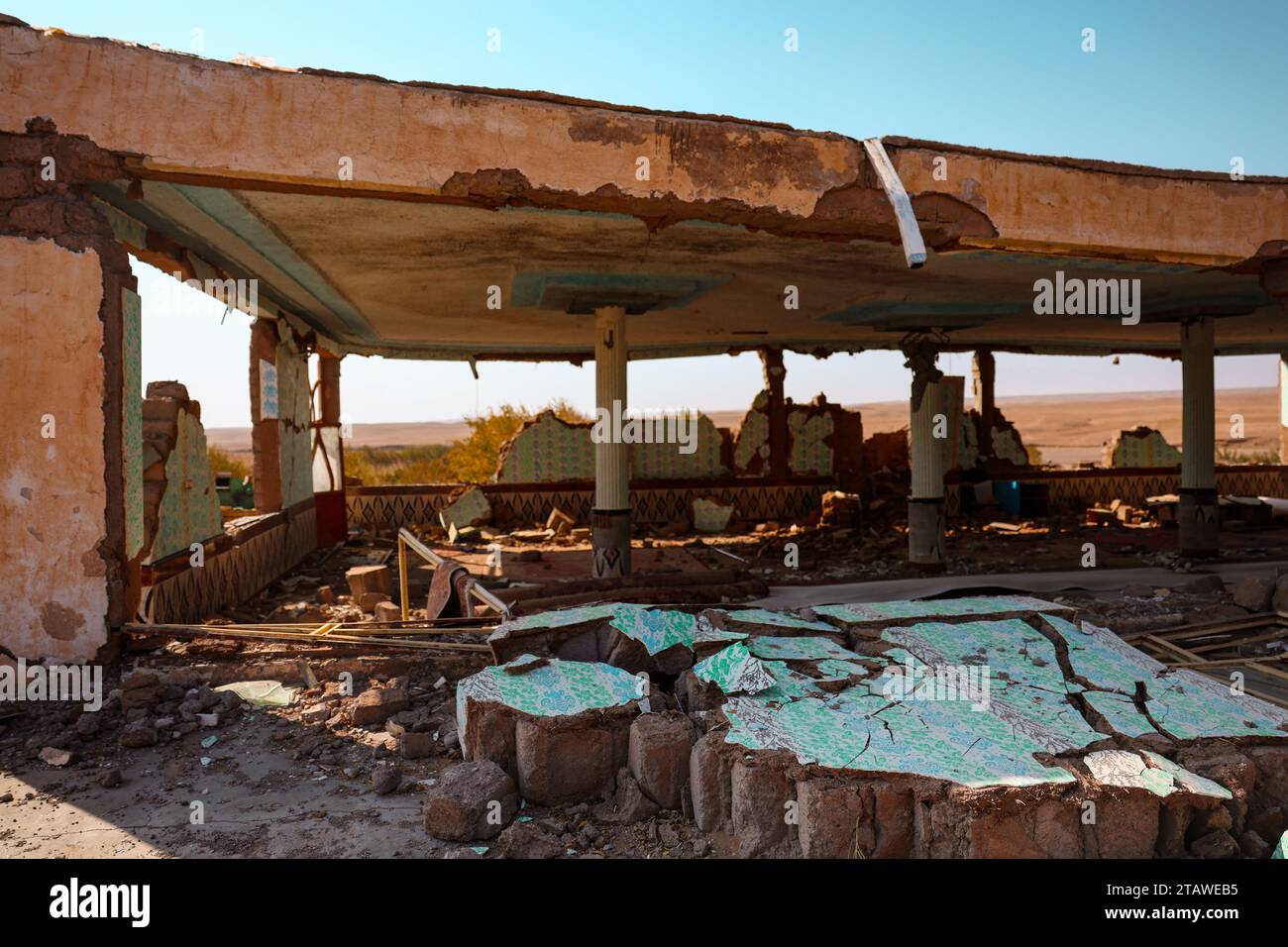 Un villaggio gravemente danneggiato da un forte terremoto. Herat, Afghanistan Foto Stock