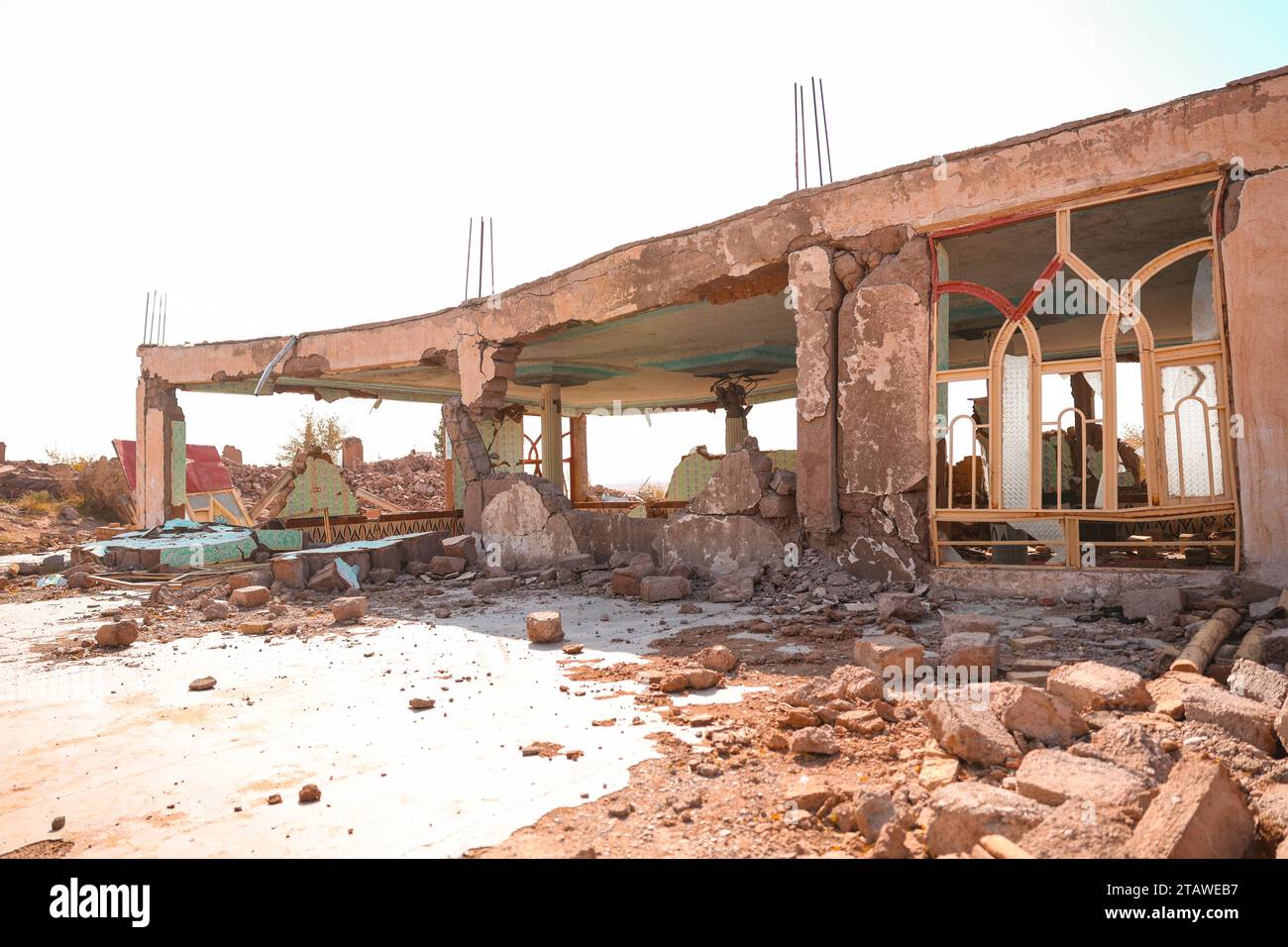 Un villaggio gravemente danneggiato da un forte terremoto. Herat, Afghanistan Foto Stock