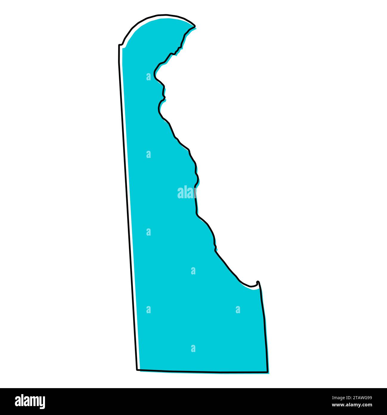 Forma della mappa del Delaware, stati uniti d'america. Icona Flat Concept illustrazione vettoriale . Illustrazione Vettoriale