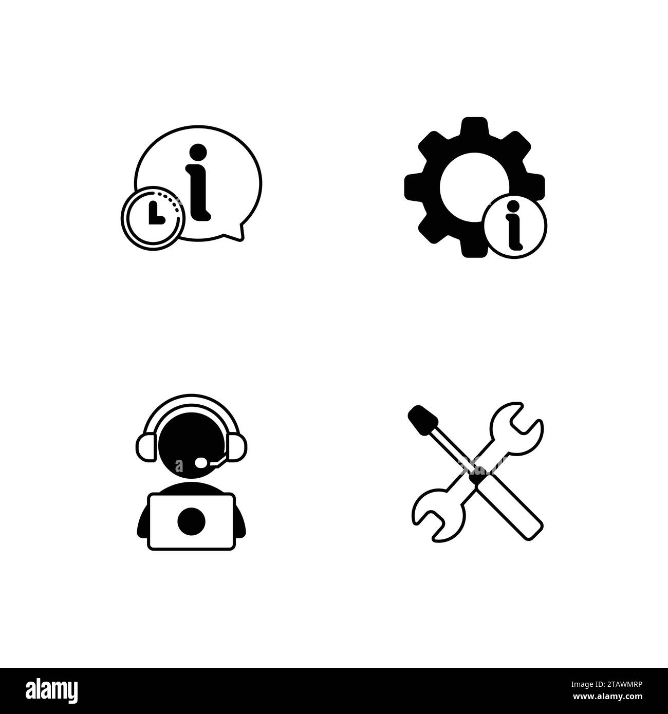 Servizio clienti assistenza Set di icone vettore. Servizio di ritiro clienti. Illustrazione Vettoriale