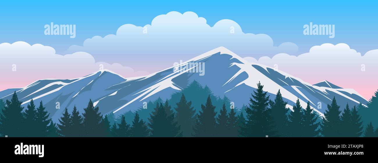 Paesaggio alpino mattutino Illustrazione Vettoriale