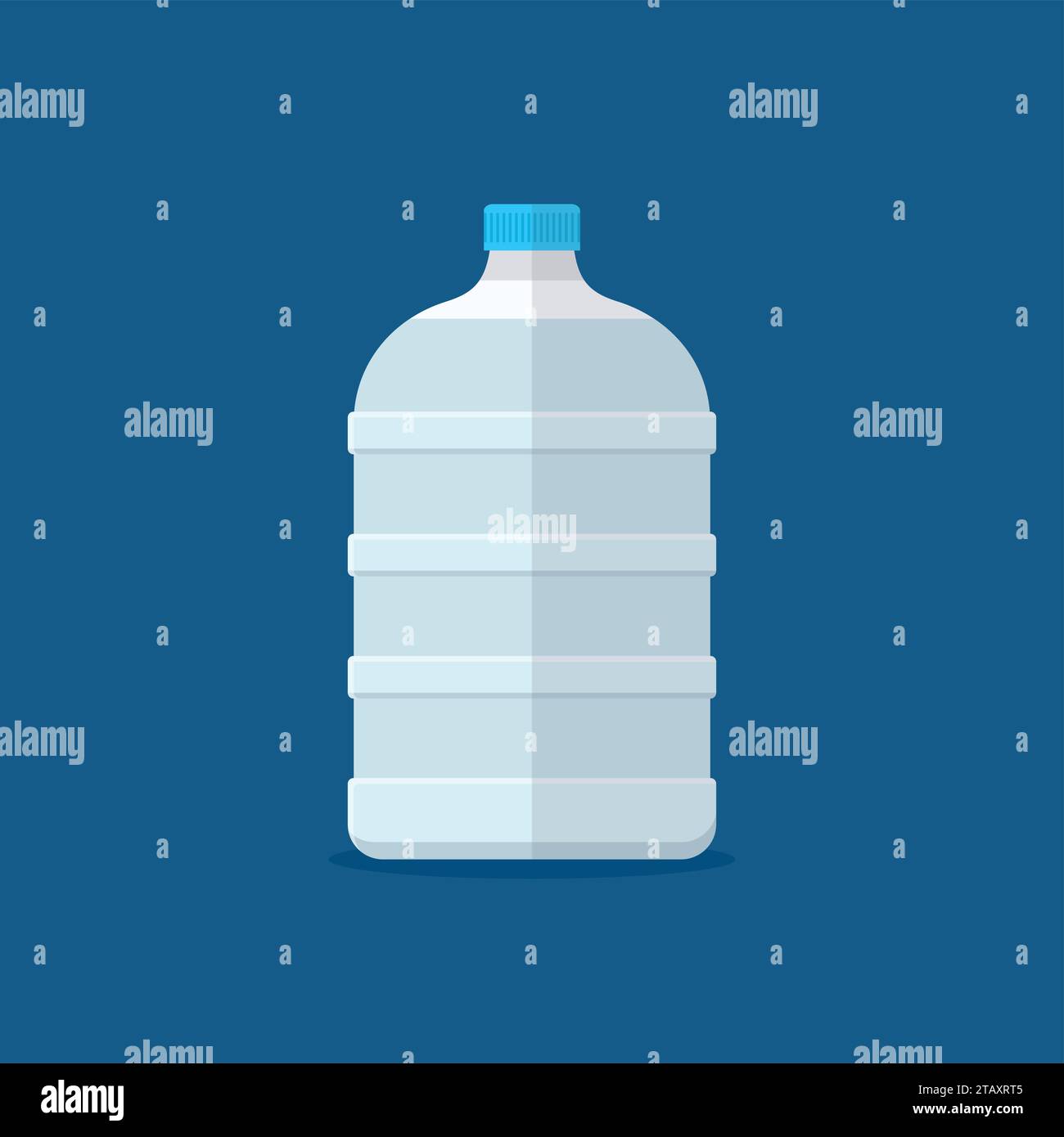 Bottiglia grande d'acqua per raffreddatore piatto isolato su sfondo blu. Illustrazione vettoriale Illustrazione Vettoriale