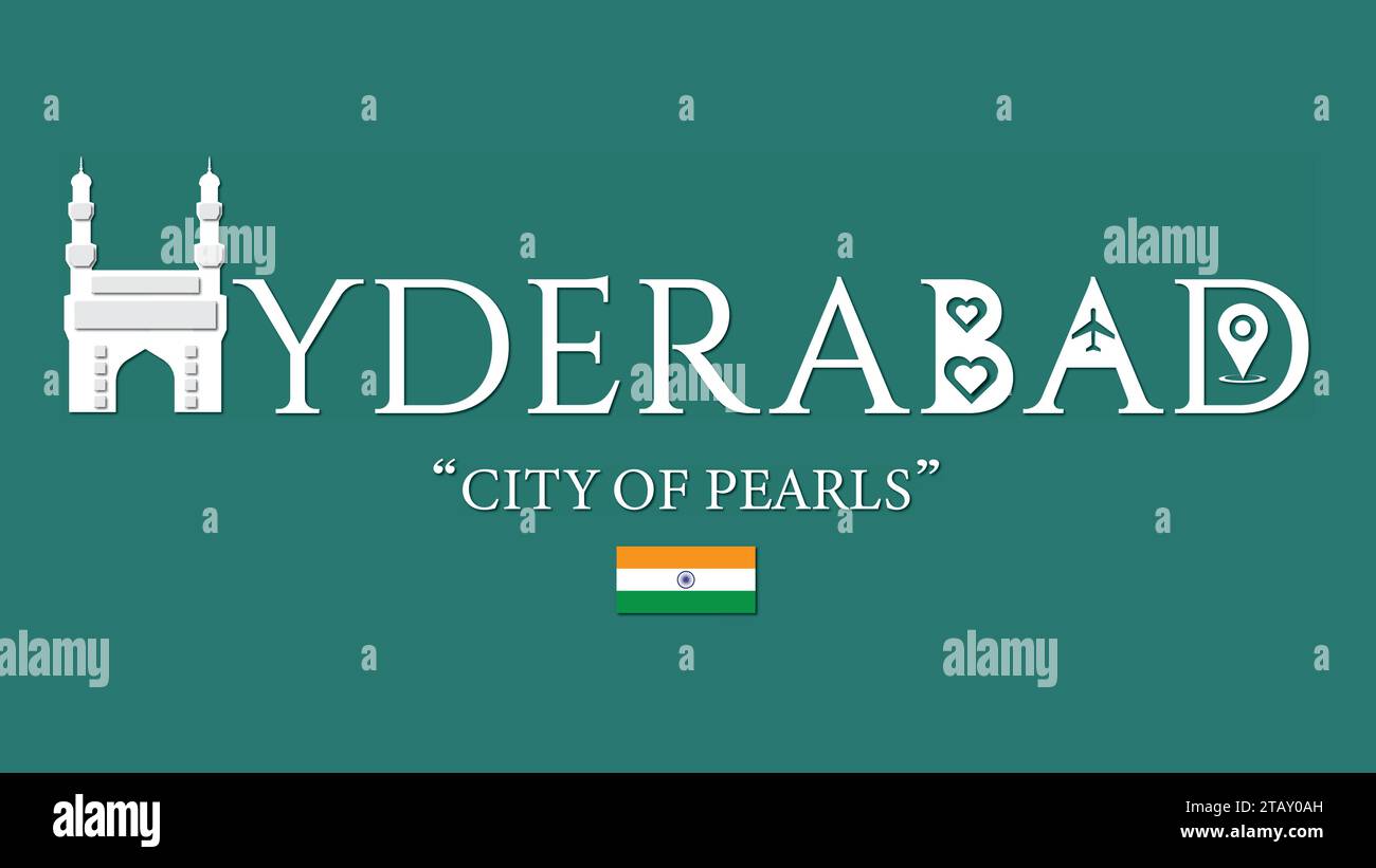 Hyderabad , citta delle Perle tipografia illustrazione vettoriale Illustrazione Vettoriale