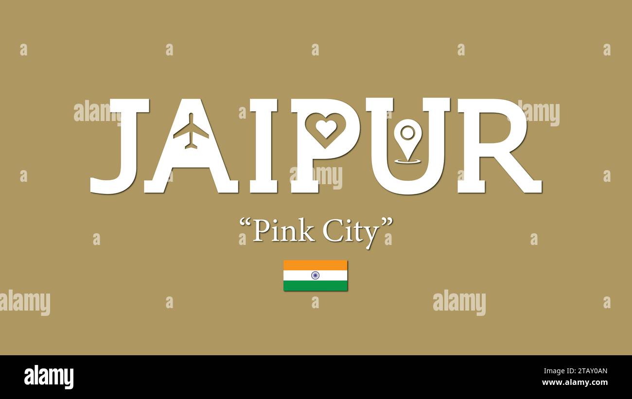 Jaipur , Pink City Typography Vector Illustration Illustrazione Vettoriale