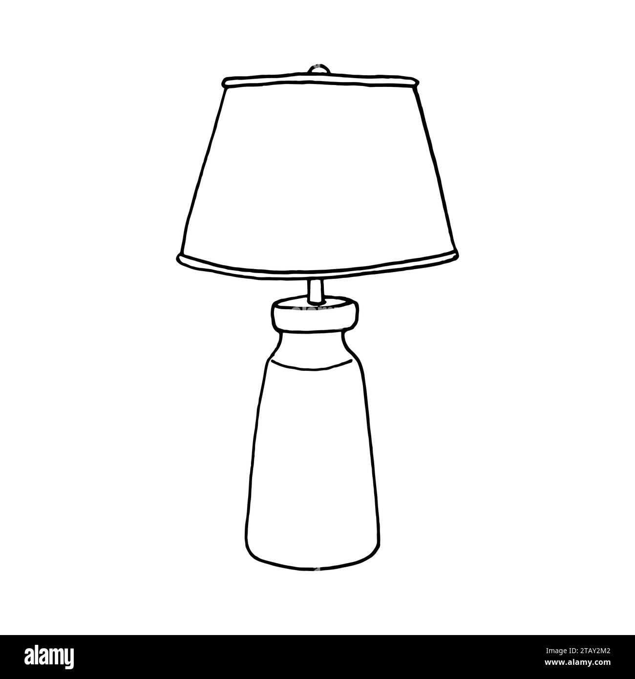 Lampada elettrica notturna. Illustrazione vettoriale degli interni. Decorazioni per la casa, illuminazione notturna sul comodino con sfondo bianco. Illustrazione grafica piatta vettoriale Illustrazione Vettoriale