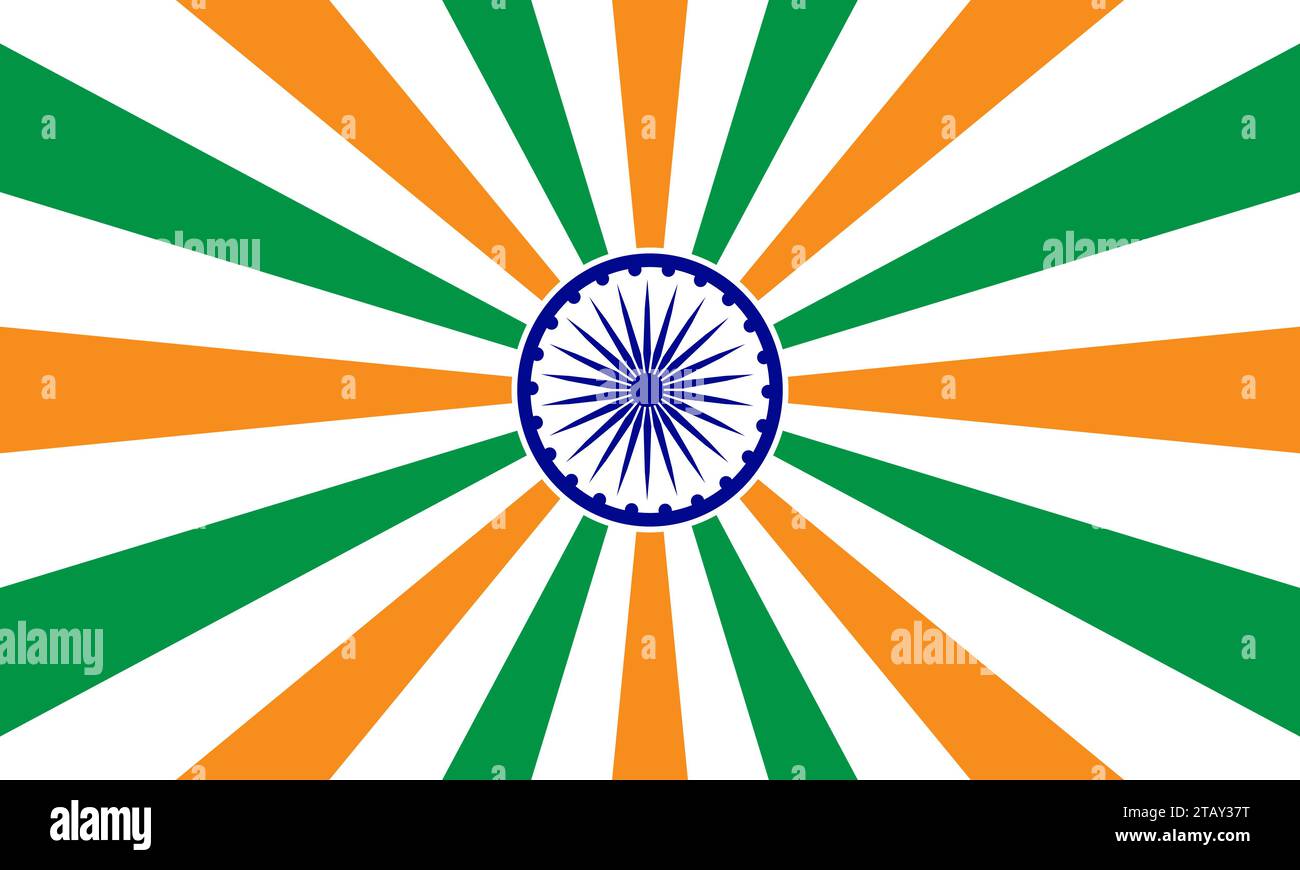 Illustrazione vettore Sunburst del concetto di bandiera indiana Illustrazione Vettoriale