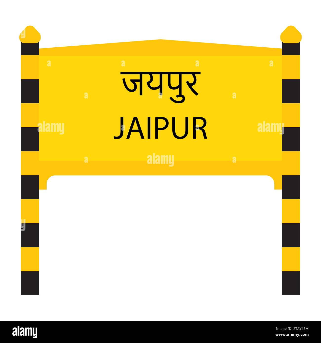 Scheda del nome delle ferrovie di giunzione di Jaipur isolata su bianco Illustrazione Vettoriale