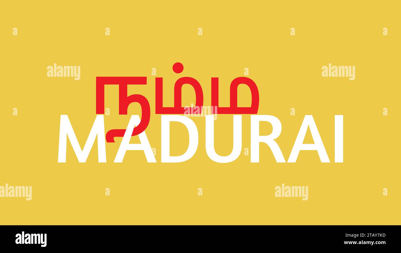 Immagine vettoriale del logo Namma Madurai .Madurai è una delle città principali dello stato del Tamil Nadu nell'India meridionale. Illustrazione Vettoriale