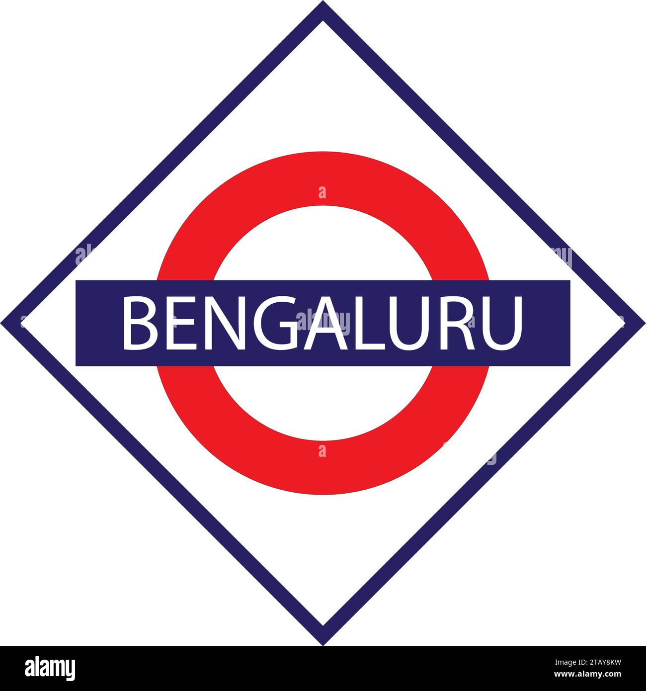 Bordo del nome delle ferrovie di Bengaluru Junction isolato su bianco Illustrazione Vettoriale