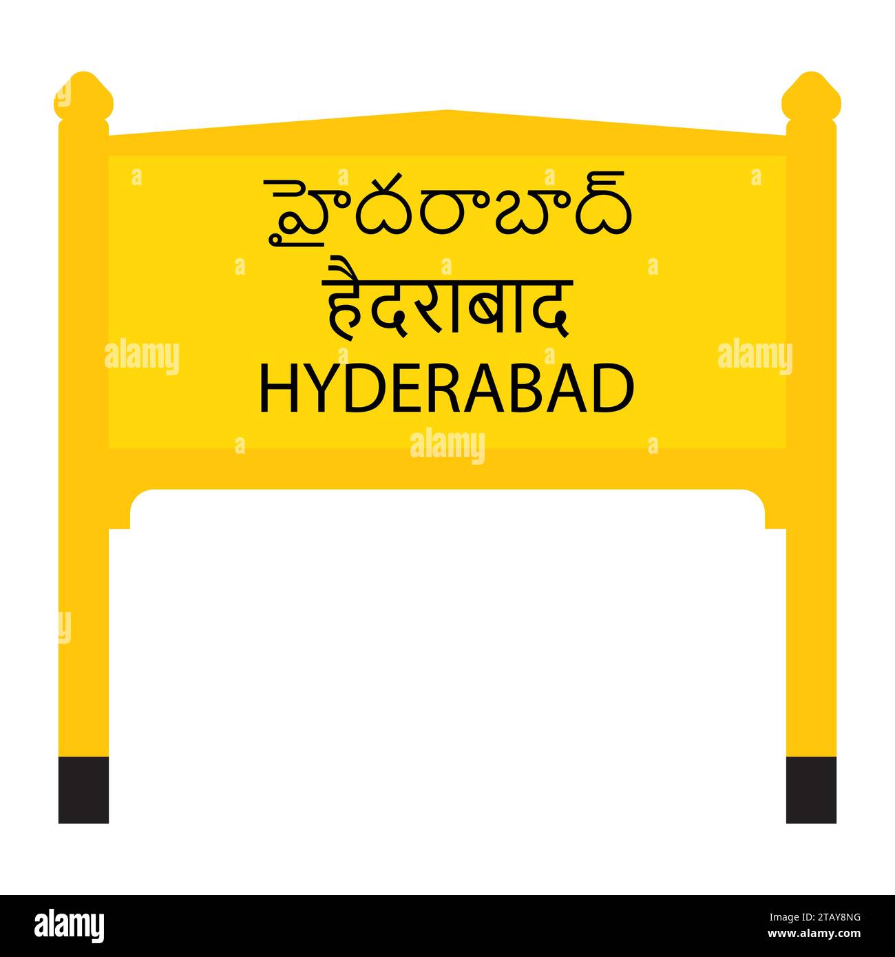 Scheda dei nomi delle ferrovie di collegamento Hyderabad isolata su bianco Illustrazione Vettoriale