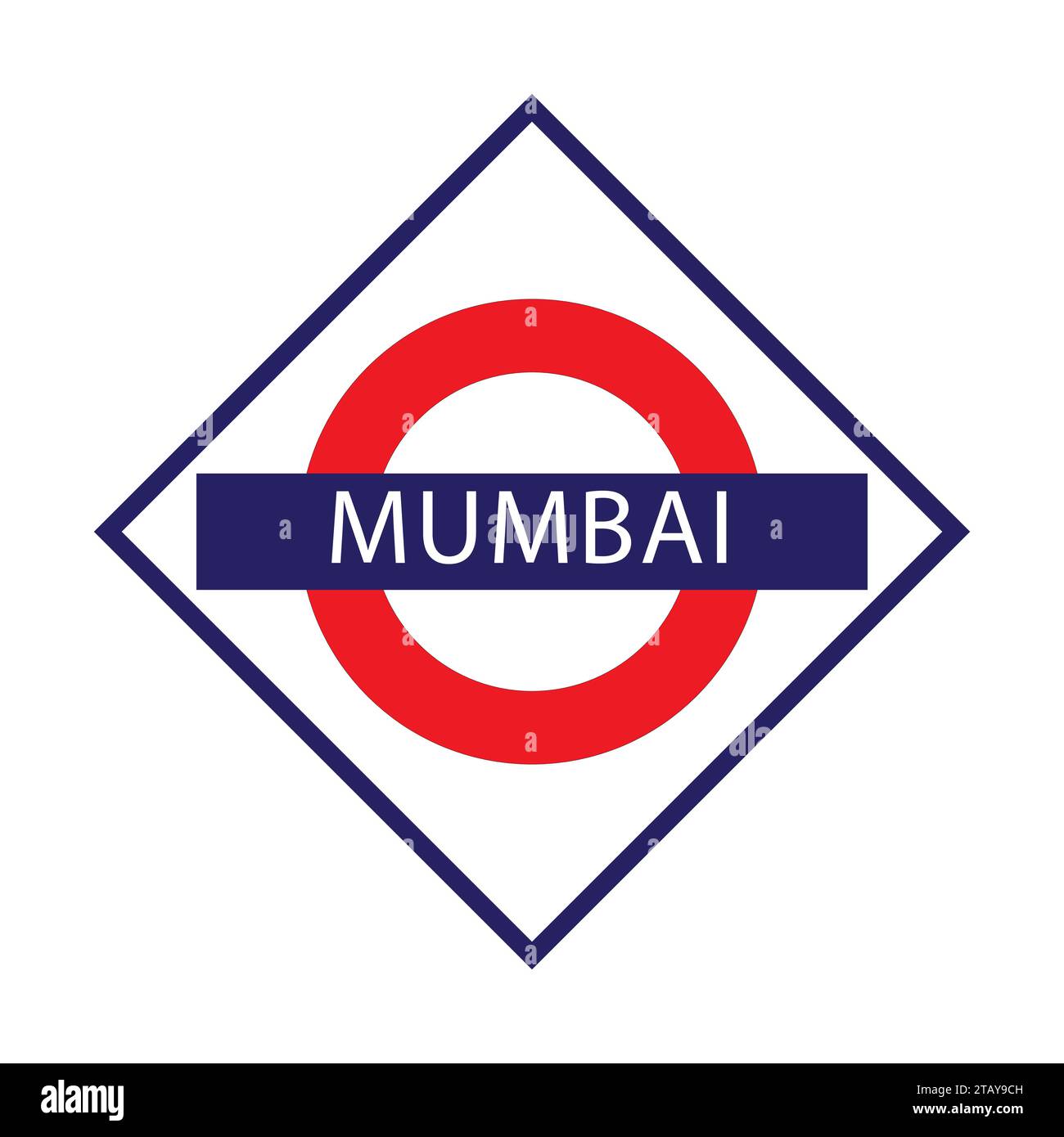 Scheda del nome delle ferrovie di incrocio di Mumbai isolata su bianco Illustrazione Vettoriale