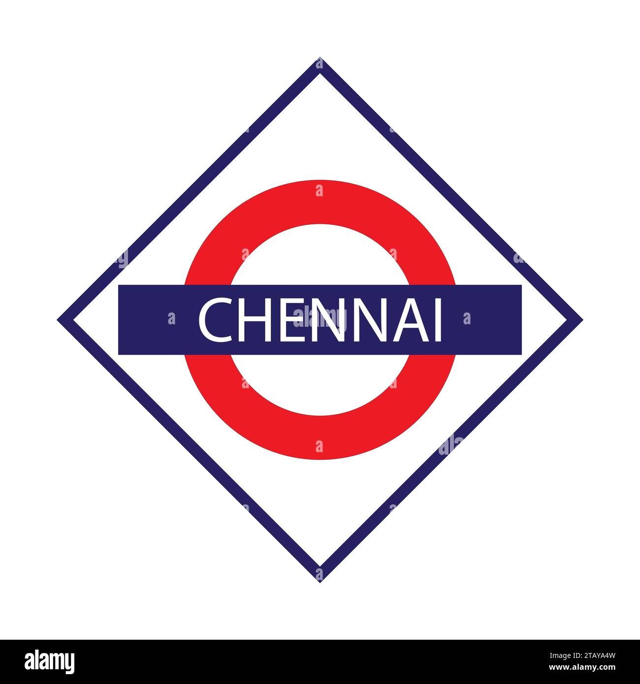 Chennai Junction Railway name board isolato su bianco Illustrazione Vettoriale