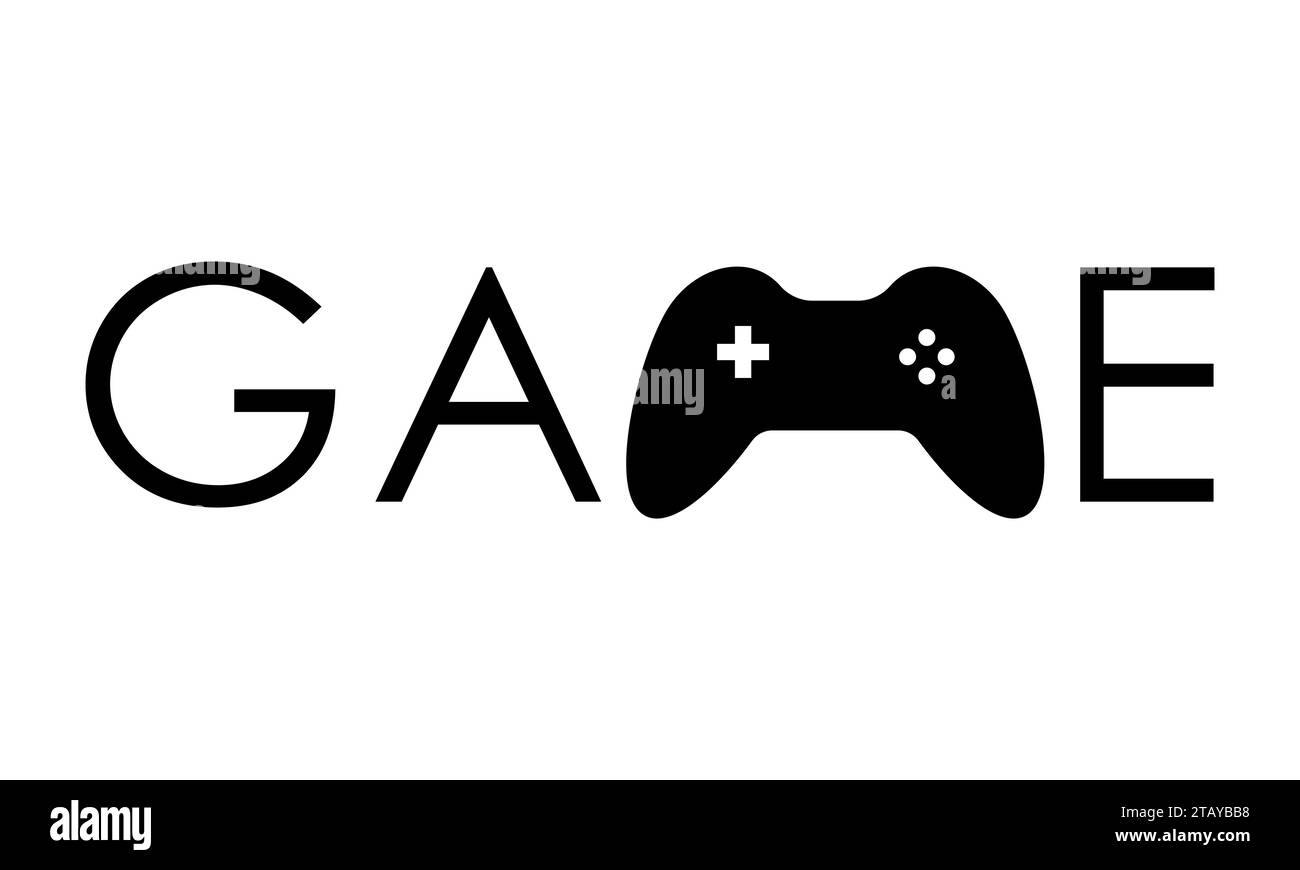 Calligrafia di gioco con illustrazione vettoriale joystick Illustrazione Vettoriale