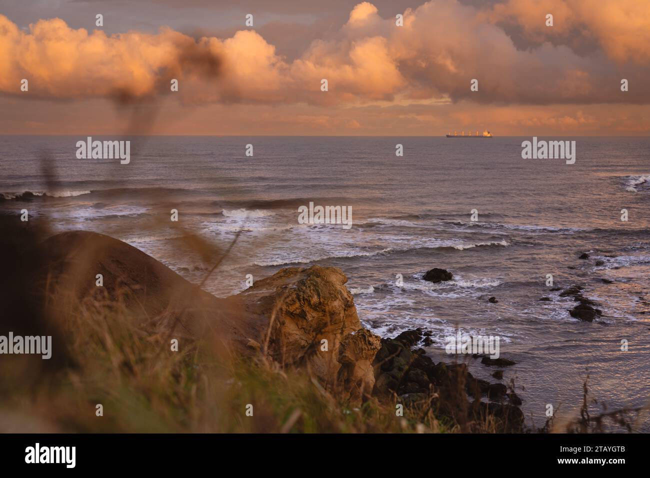 Cullercoat Arch al tramonto Foto Stock
