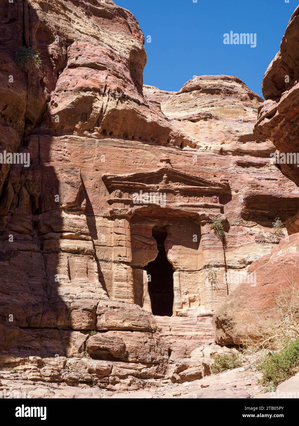 Il tempio dei leoni alati, il parco archeologico di Petra, un sito patrimonio dell'umanità dell'UNESCO, 7 nuove meraviglie del mondo, Giordania. Foto Stock