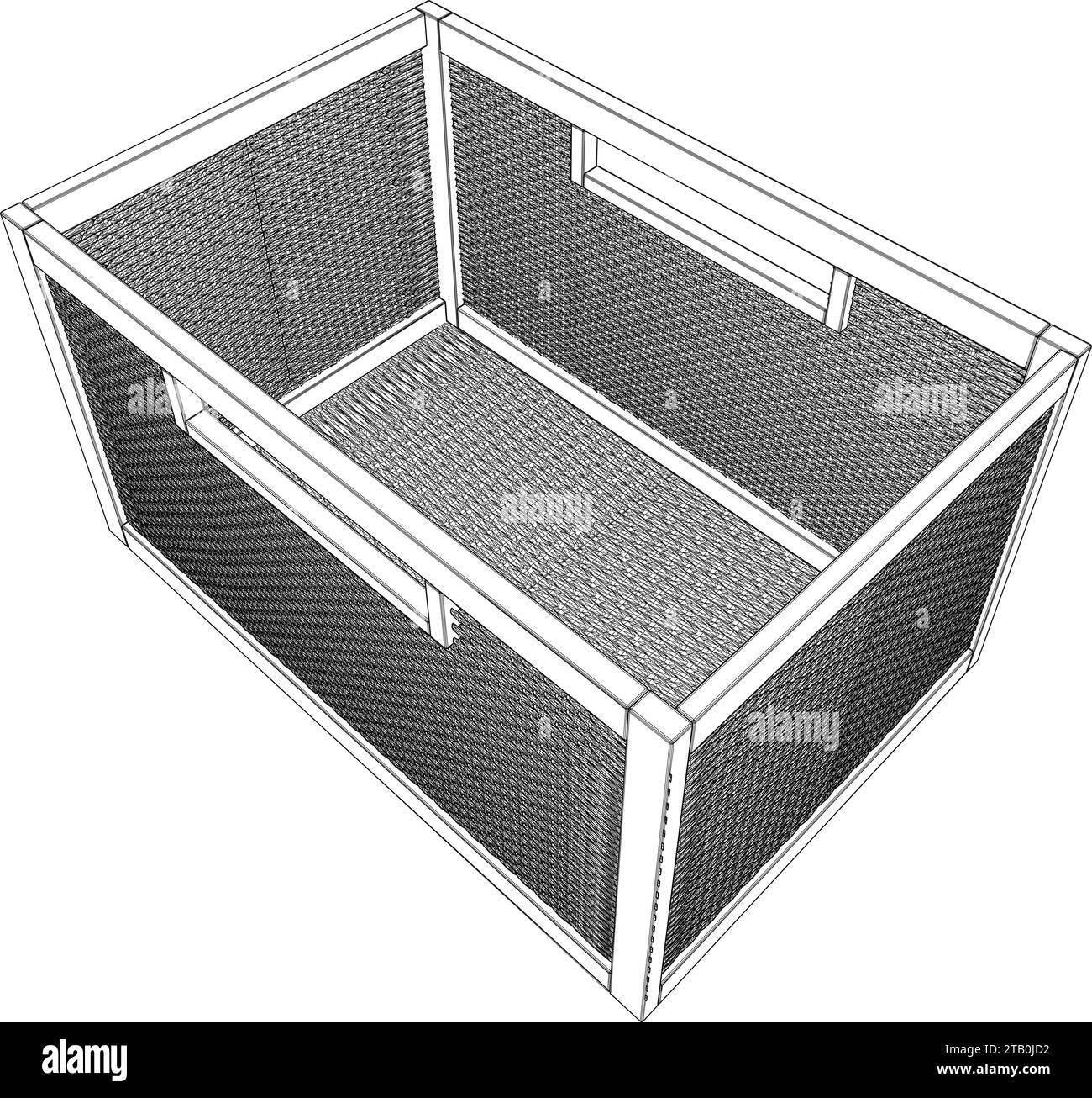 Vettoriale scatola di cesti campagna vintage. Immagine isolata su sfondo bianco. Illustrazione vettoriale di Un ripiano cestello. Illustrazione Vettoriale