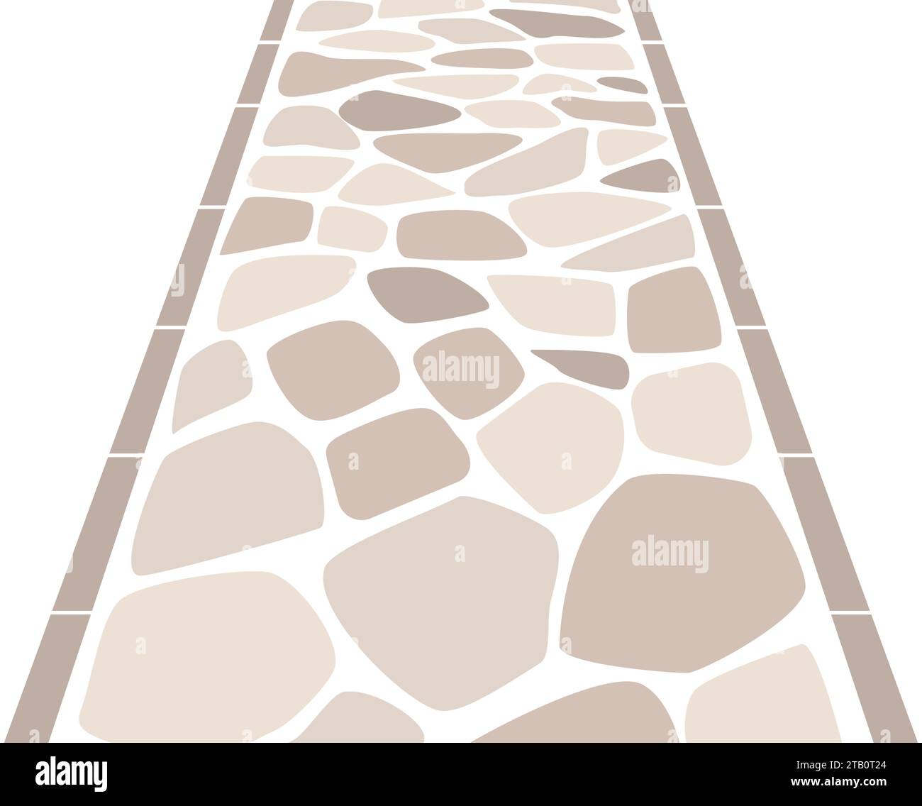 semplice strada acciottolata. Immagine di una strada in stile occidentale con pietre beige. Una strada prospettica che va dritta. Illustrazione Vettoriale