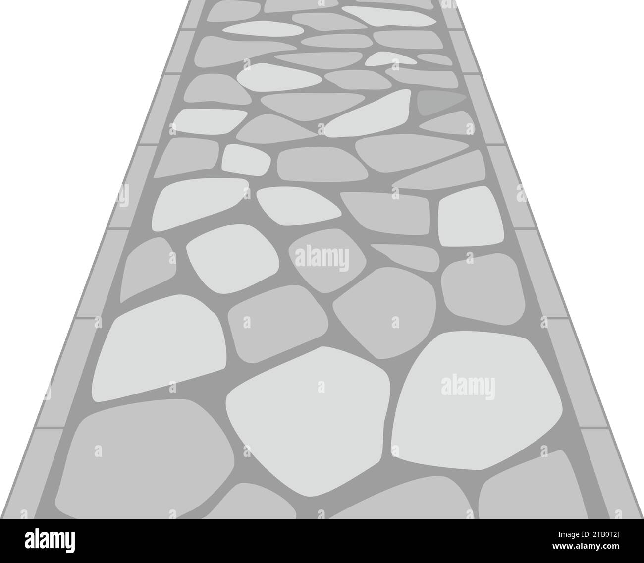 semplice strada acciottolata. Immagine di un approccio al santuario con pietre grigie. Strada in stile giapponese. Illustrazione Vettoriale