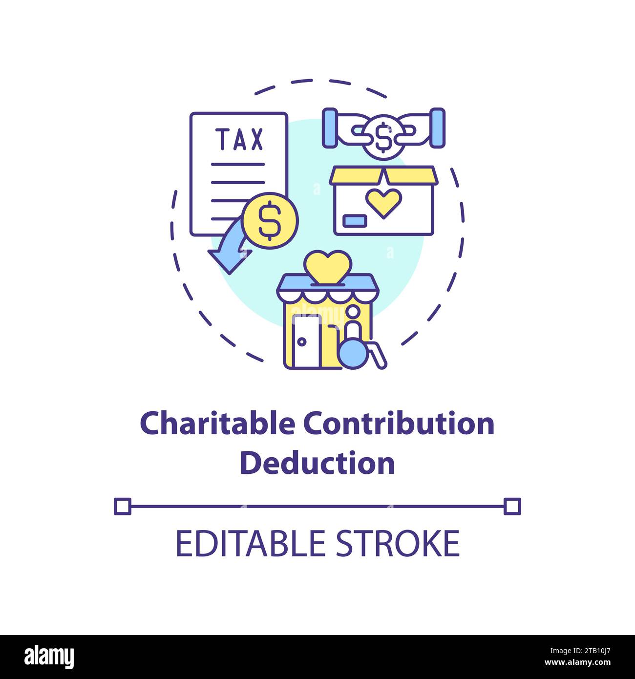 Icona del concetto multicolore di deduzione dei contributi di beneficenza Illustrazione Vettoriale