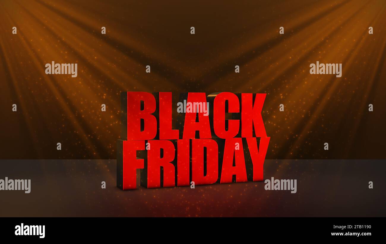 Animazione di testo Black Friday sale con effetto luce scenica Foto Stock