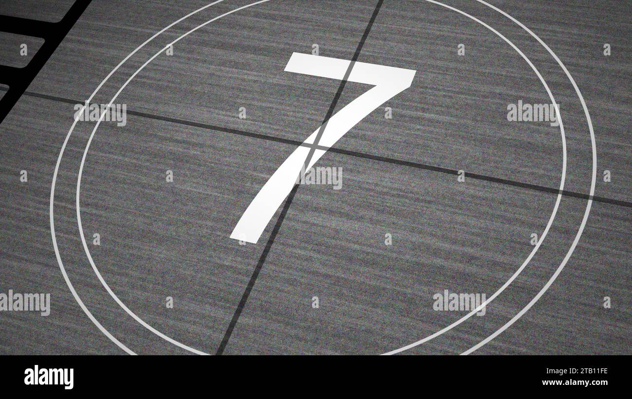 Old Movie Countdown Film Reel, numero sette Foto Stock