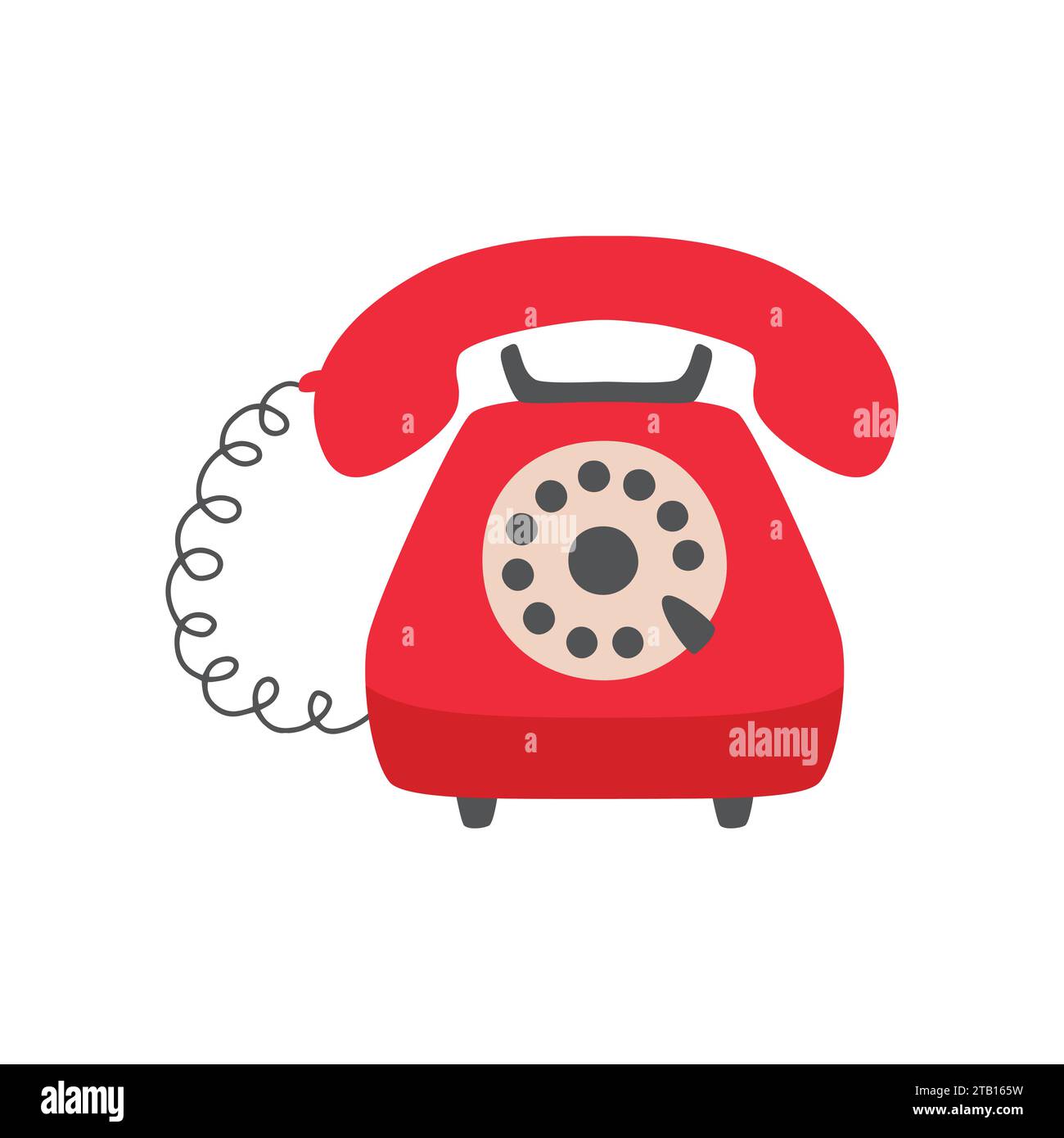 Vecchio vettore telefonico rosso vintage. Icona telefono retro isolata. Illustrazione Vettoriale